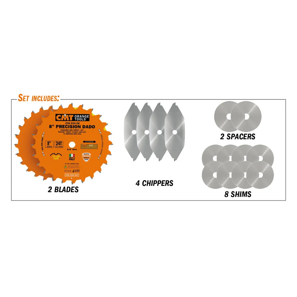CMT 230.524.08 8" x 24T Wood / Melamine Dado Set
