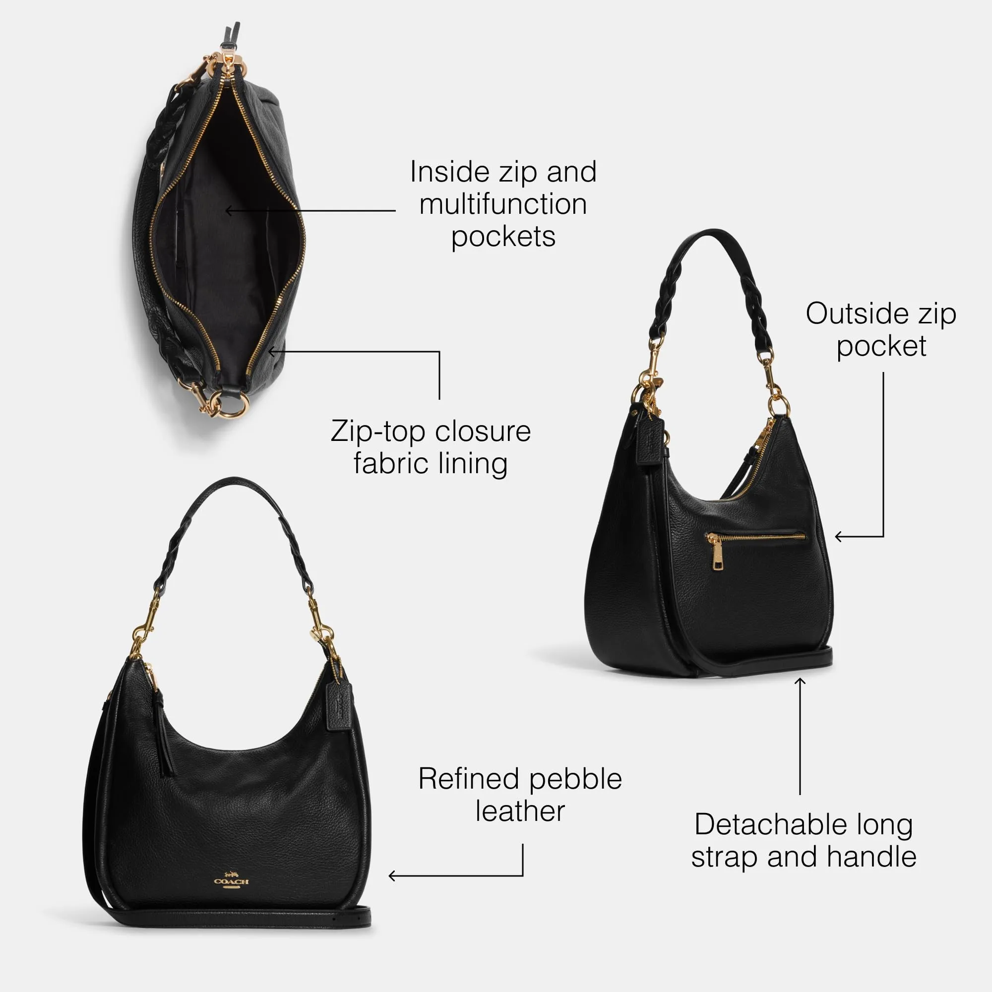 COACH Jules Hobo Shoulder Bag, Black