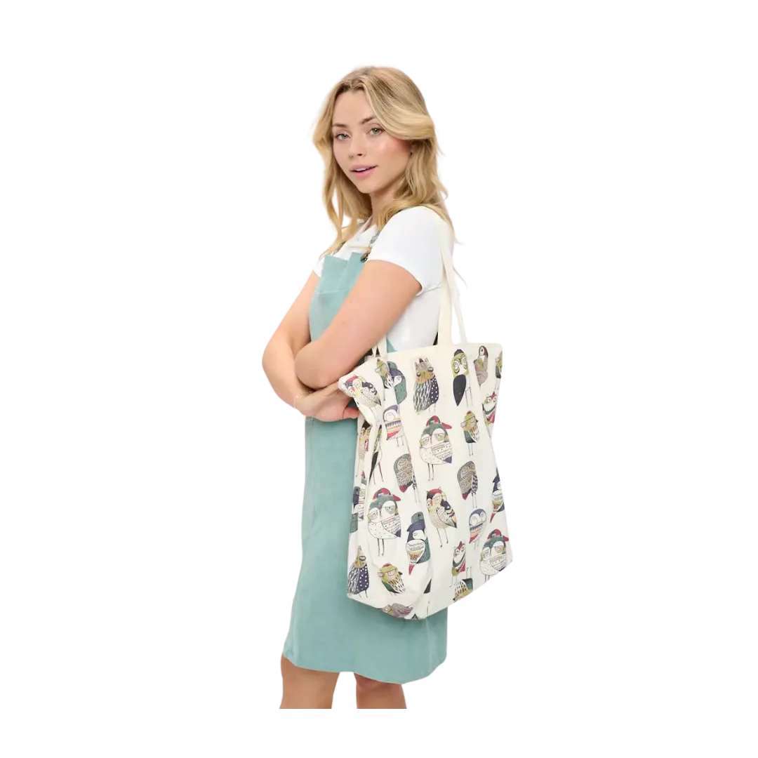 Colorful Owl Print Tote Bags