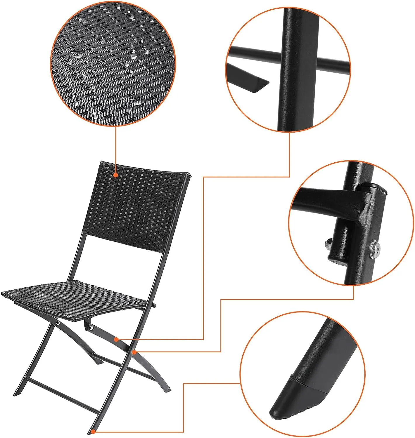 ComfyCorner CP001 Rattan Patio Bistro Set, Black