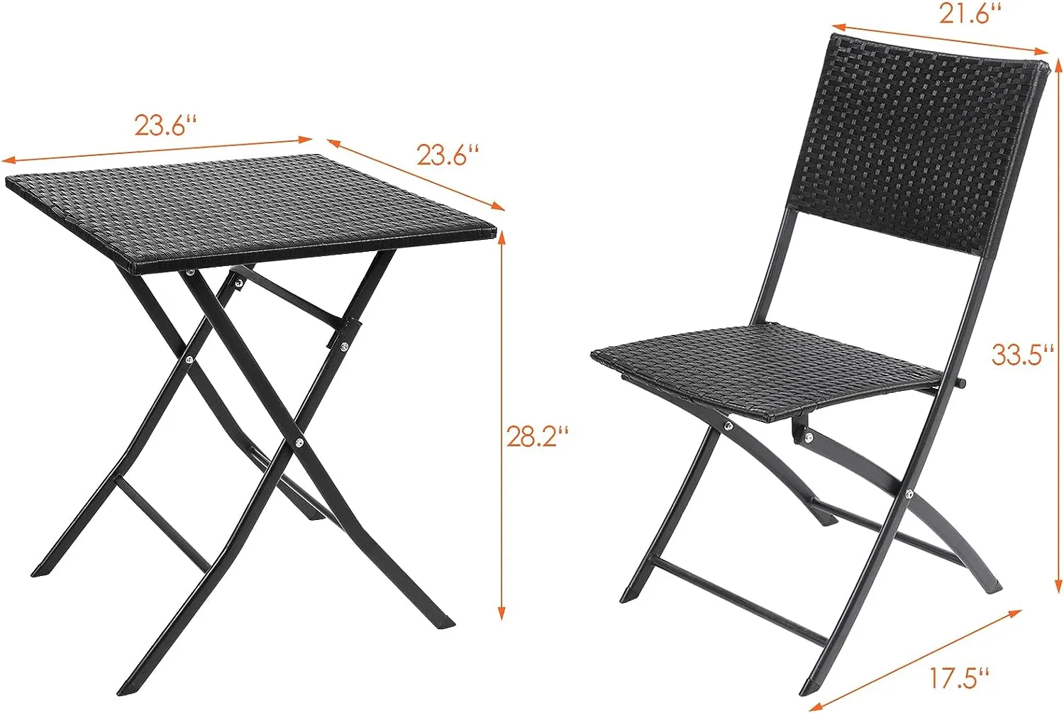 ComfyCorner CP001 Rattan Patio Bistro Set, Black