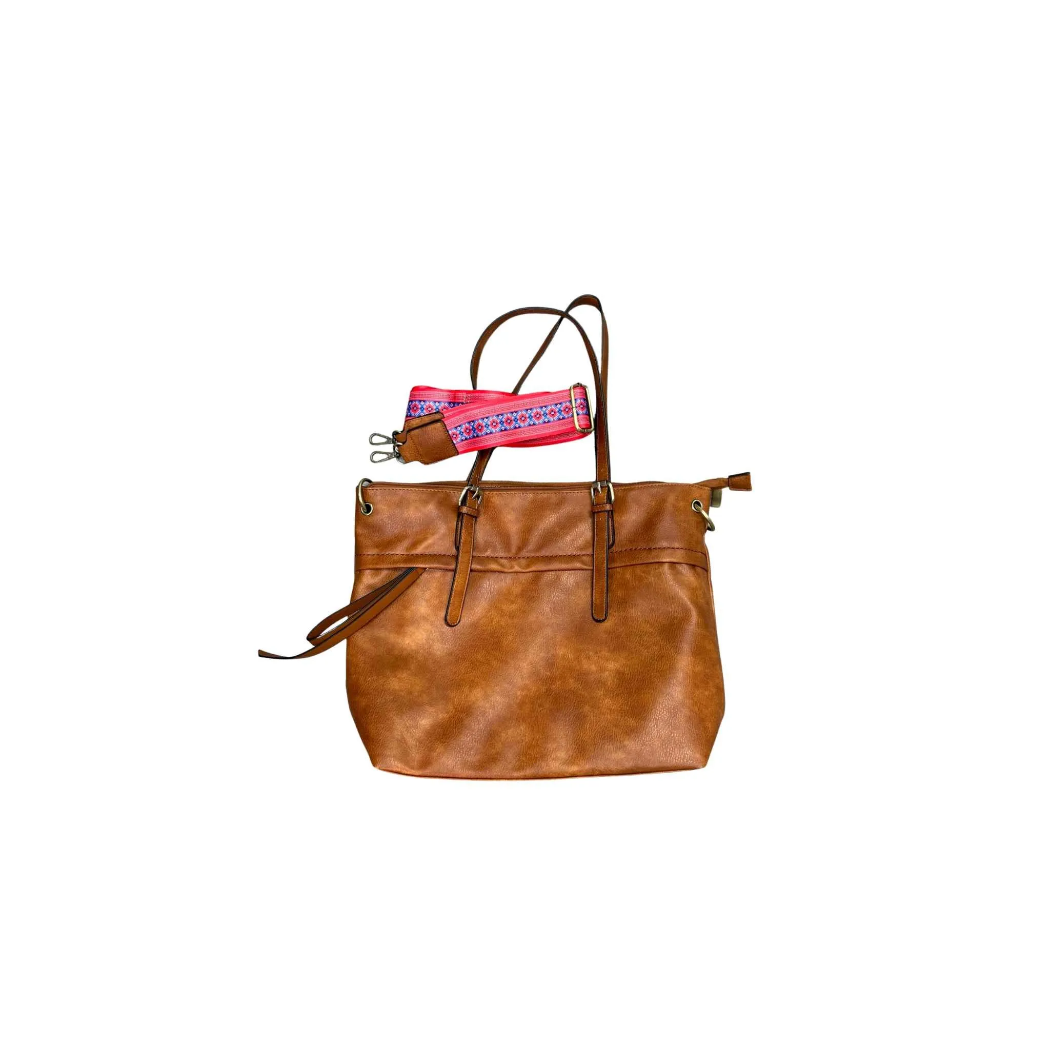 Convertible Leather Handbag With Guitar Strap