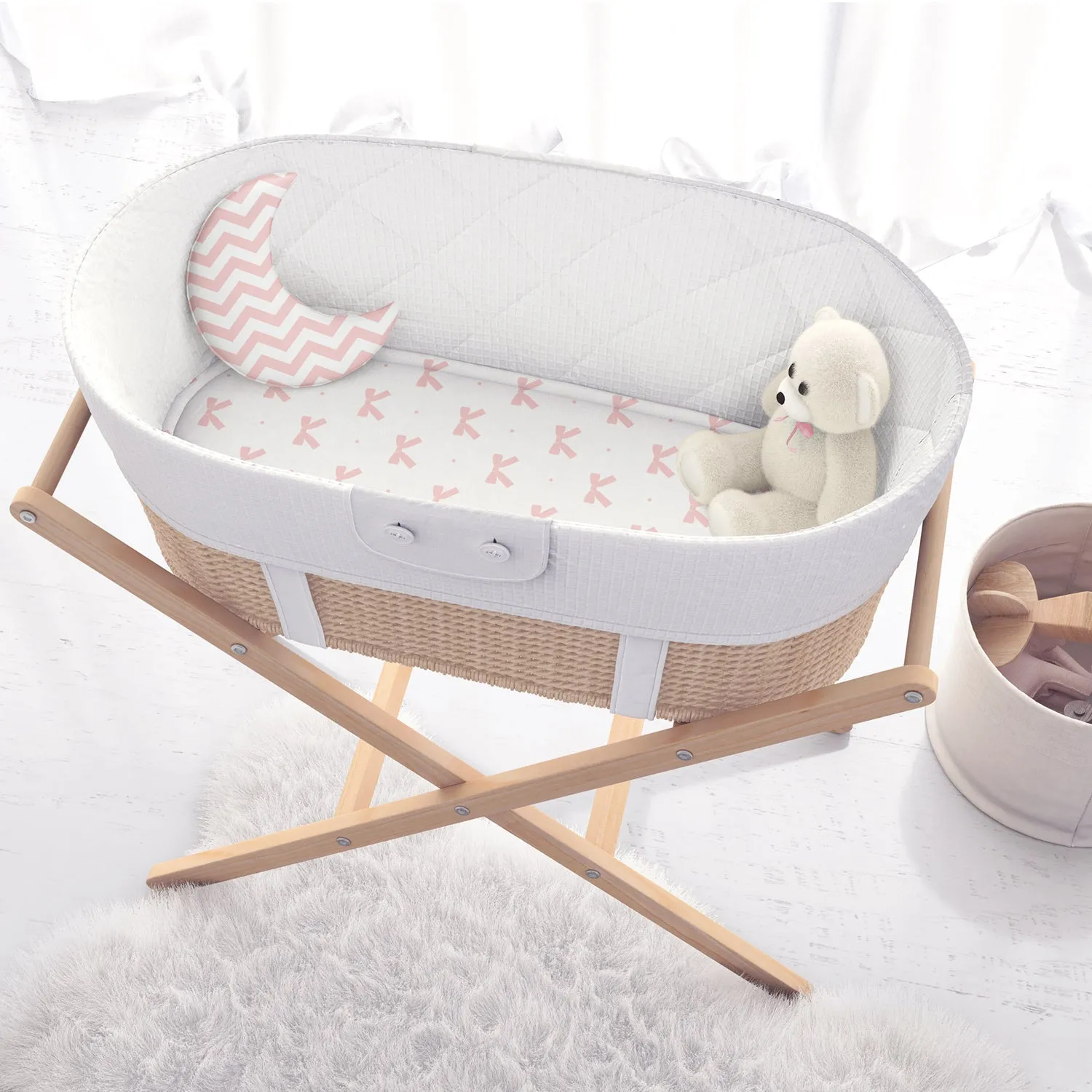 Cotton Jersey Bassinet Fitted Sheets, 2 Pack – Bows & Chevron