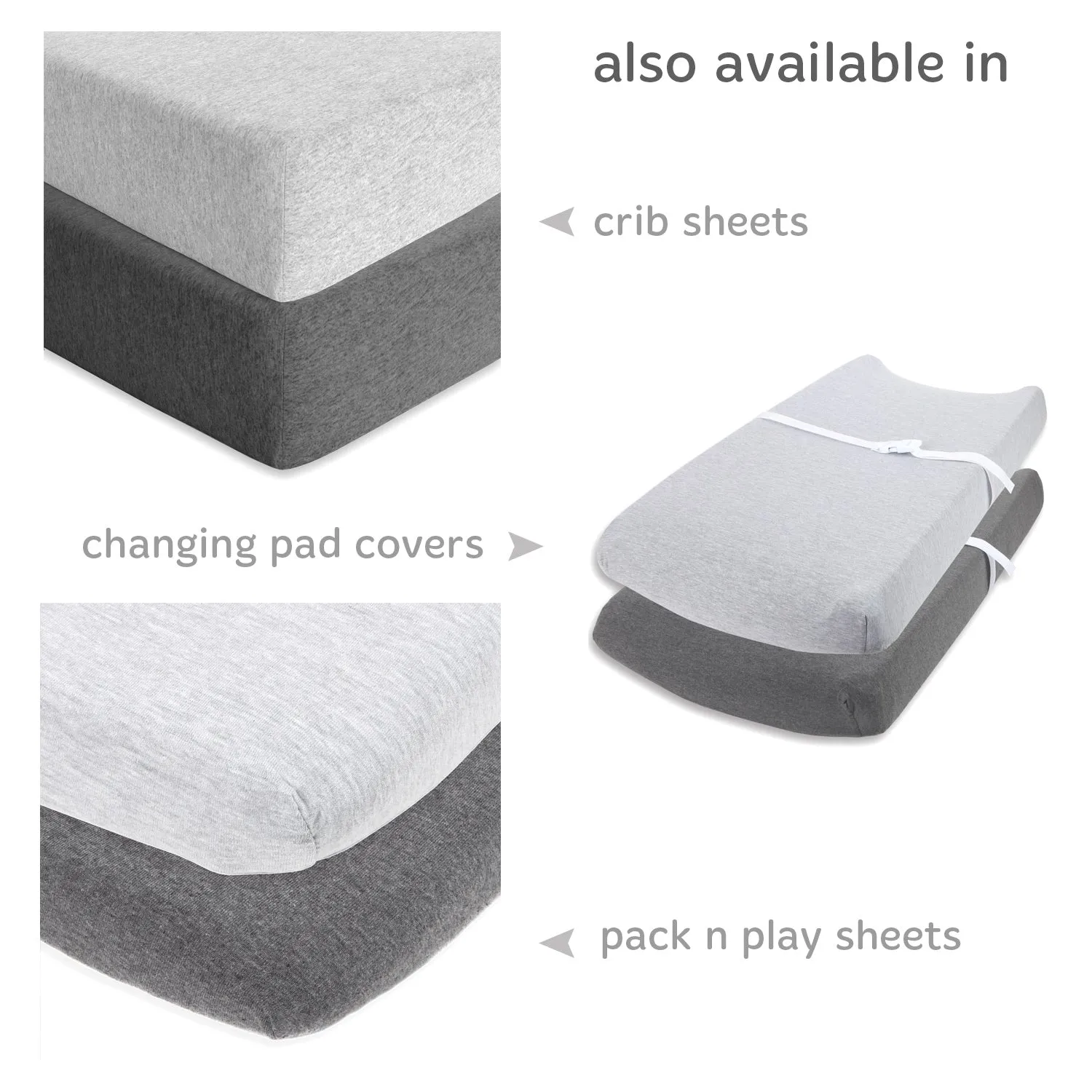 Cotton Jersey Bassinet Fitted Sheets, 2 Pack – Heather Grey