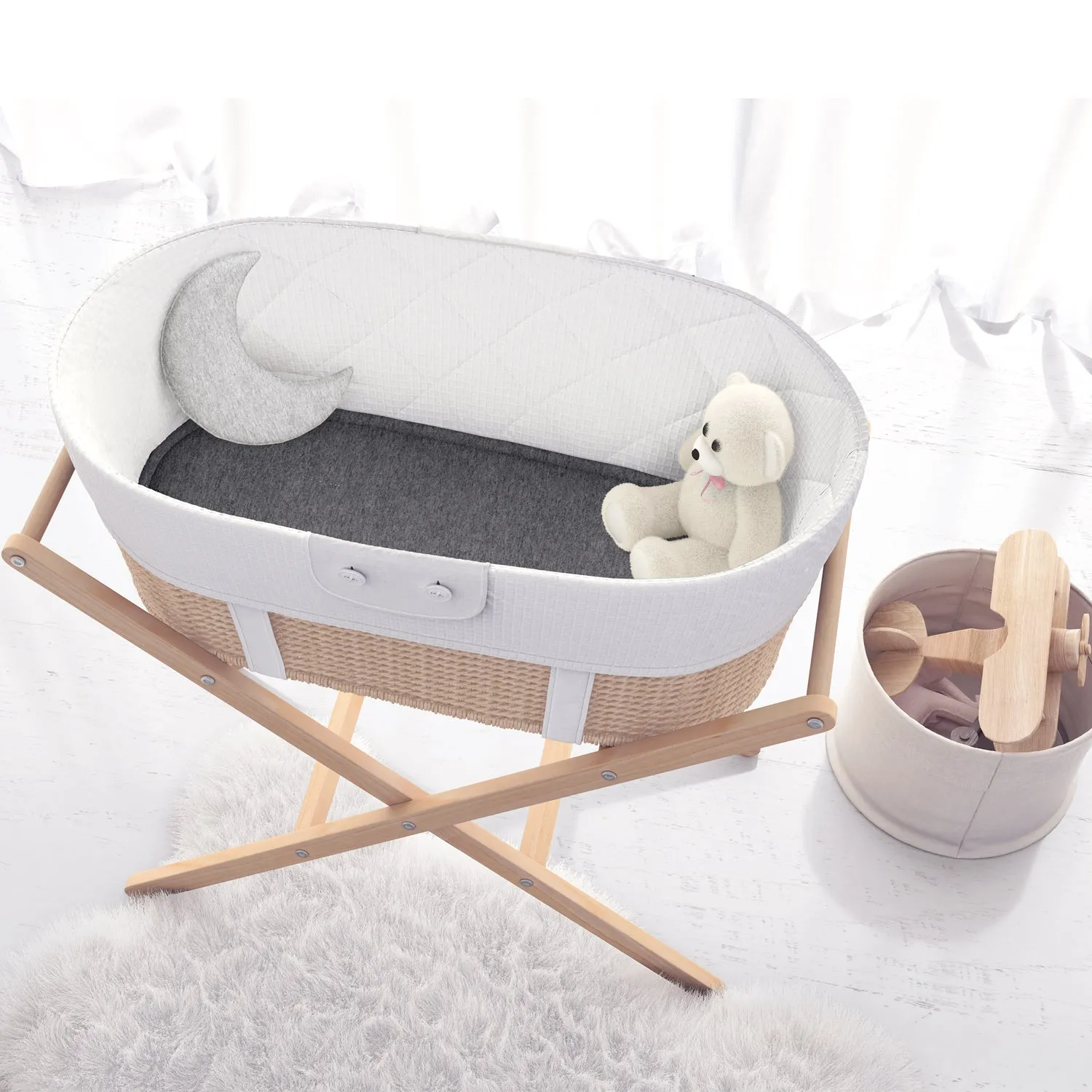 Cotton Jersey Bassinet Fitted Sheets, 2 Pack – Heather Grey