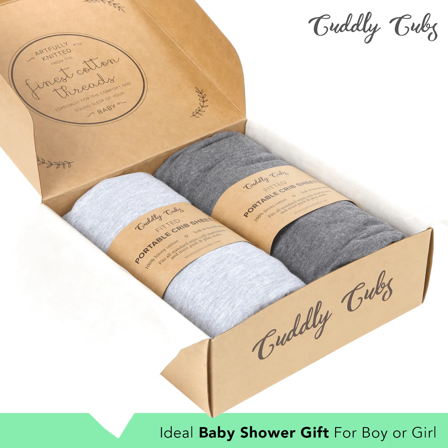 Cotton Jersey Bassinet Fitted Sheets, 2 Pack – Heather Grey
