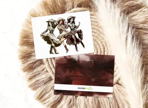 Cowgirl Card – Rustic Sepia Dancing Girls Greeting Card with Envelope, Blank Inside for Personalized Messages | Wild West Chic Collection