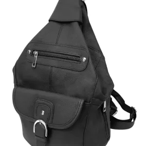 Cowhide Leather Convertible Backpack in Black