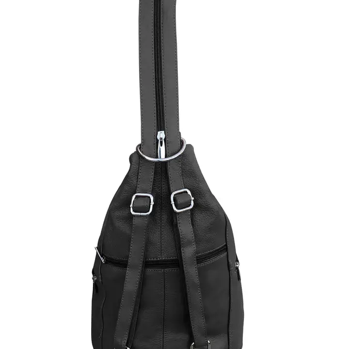Cowhide Leather Convertible Backpack in Black