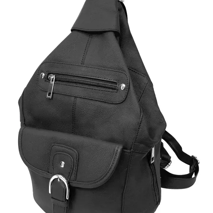 Cowhide Leather Convertible Backpack in Black