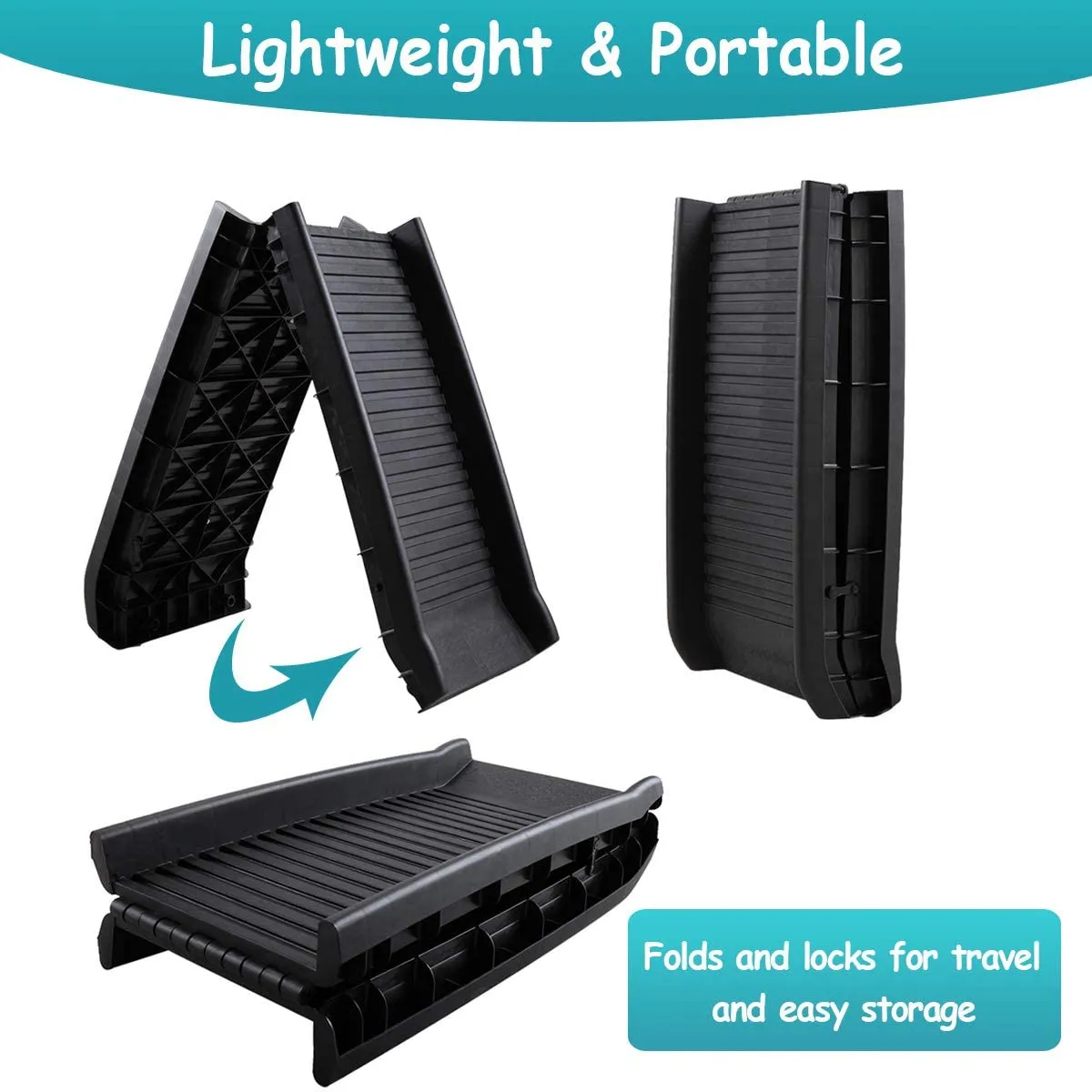 COZIWOW 61”L Heavy Duty Portable Folding Dog Ramps for Large Dogs SUV, Truck Car Ramp Stairs Step Ladder for Pet, Non-Slip Design for Pool Boat - Retails $275 