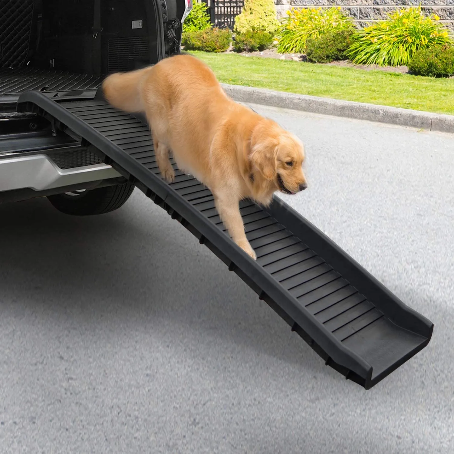COZIWOW 61”L Heavy Duty Portable Folding Dog Ramps for Large Dogs SUV, Truck Car Ramp Stairs Step Ladder for Pet, Non-Slip Design for Pool Boat - Retails $275 