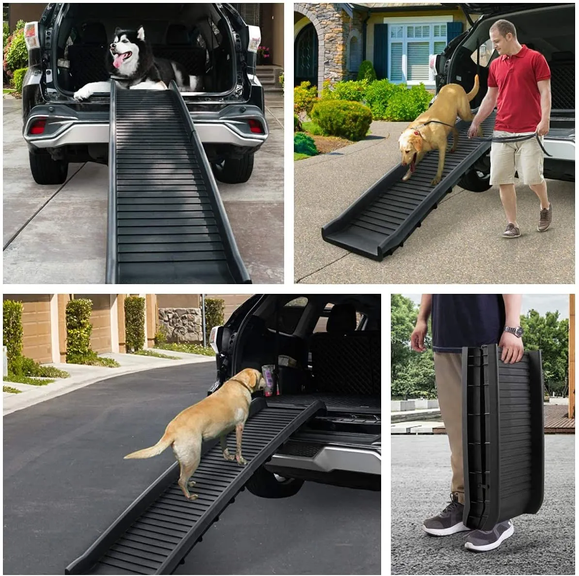 COZIWOW 61”L Heavy Duty Portable Folding Dog Ramps for Large Dogs SUV, Truck Car Ramp Stairs Step Ladder for Pet, Non-Slip Design for Pool Boat - Retails $275 