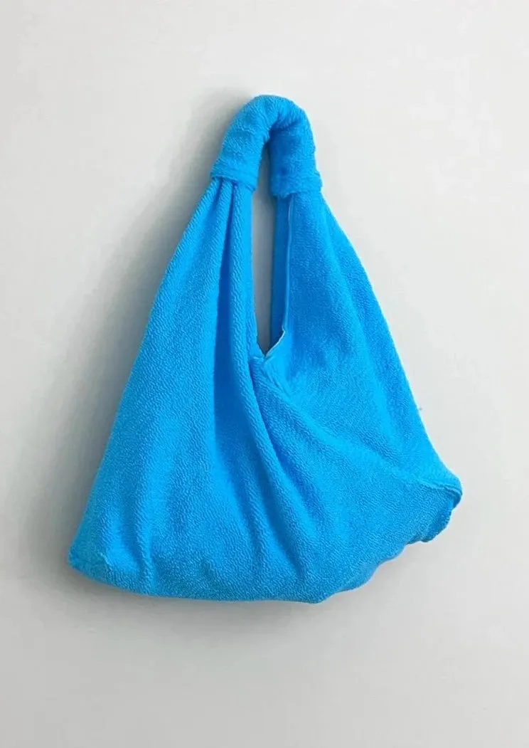 Crinkle Origami Shoulder Bag in Neon Blue