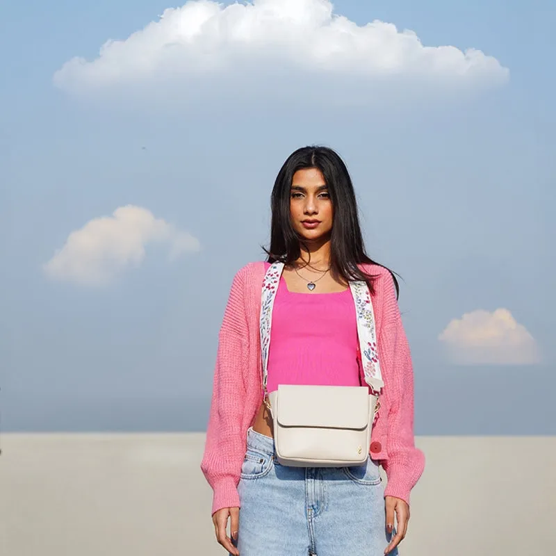 Crossbody Slate White Bag with Spring Strap