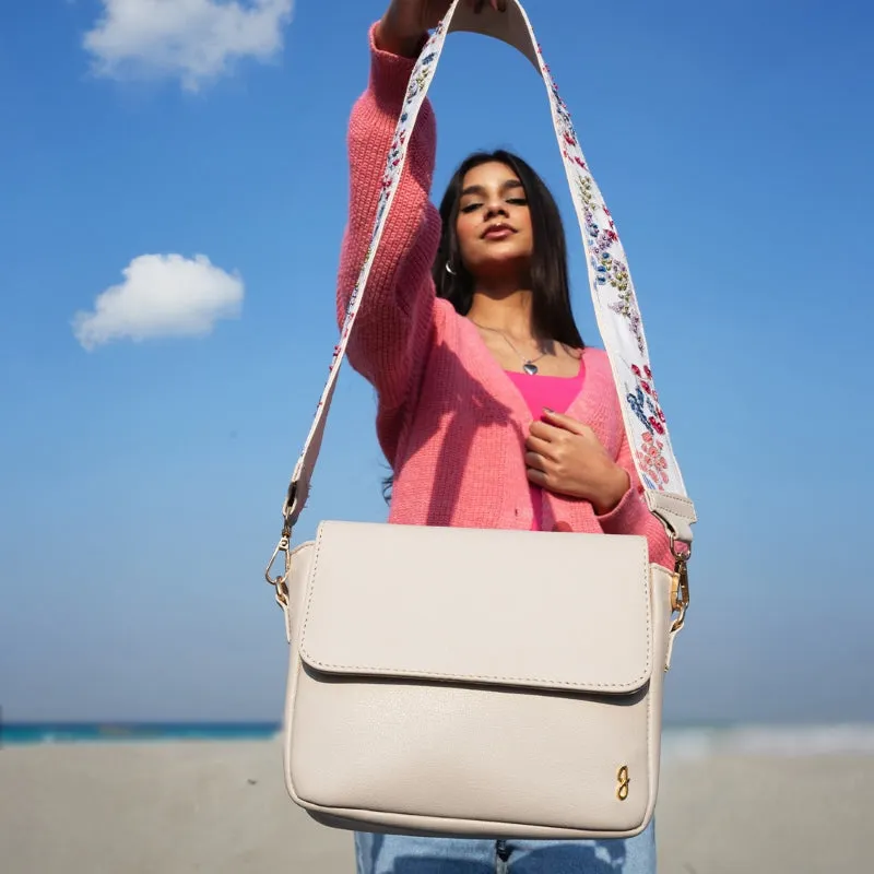 Crossbody Slate White Bag with Spring Strap