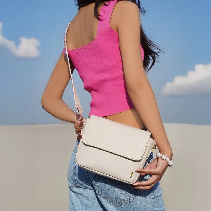 Crossbody Slate White Bag with Spring Strap