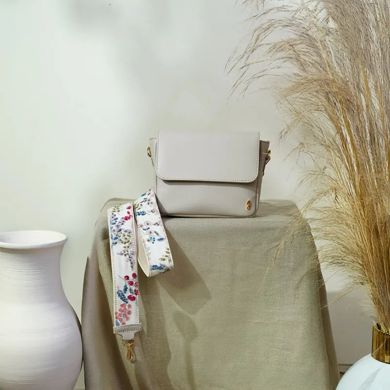 Crossbody Slate White Bag with Spring Strap