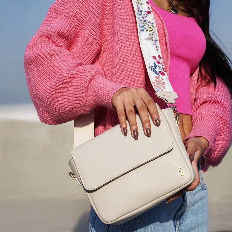 Crossbody Slate White Bag with Spring Strap