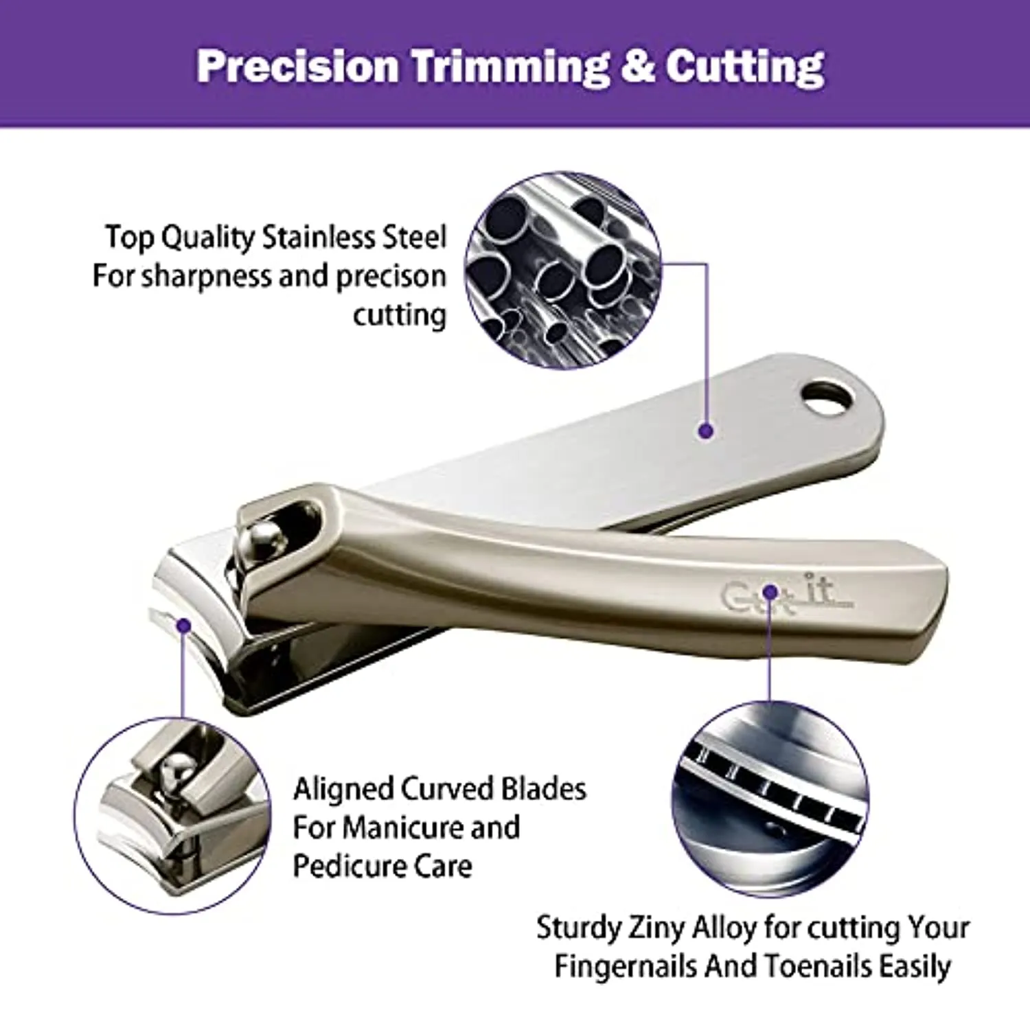 Cut IT Nail Clippers Set, Ultra Sharp Sturdy Fingernail and Toenail Clipper Cutters with Built-in Nail File for Thick Nails, Nail Trimmer Cutter for Men and Women, 2 Pieces