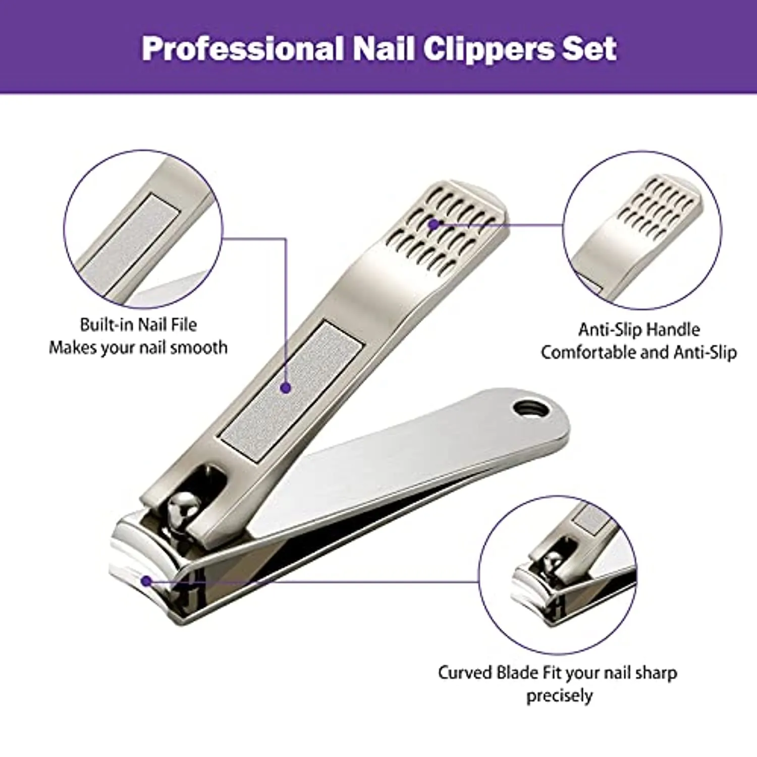 Cut IT Nail Clippers Set, Ultra Sharp Sturdy Fingernail and Toenail Clipper Cutters with Built-in Nail File for Thick Nails, Nail Trimmer Cutter for Men and Women, 2 Pieces