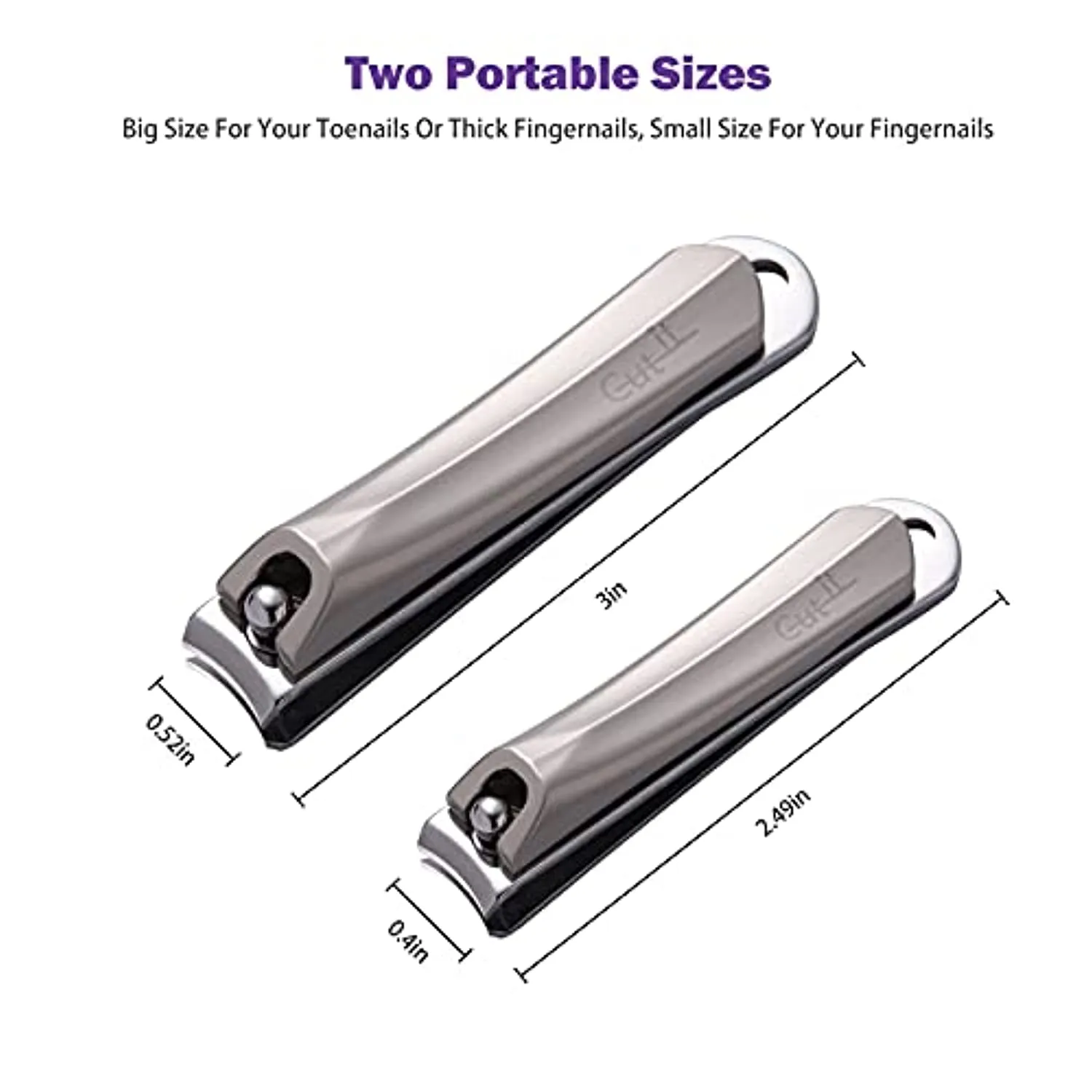 Cut IT Nail Clippers Set, Ultra Sharp Sturdy Fingernail and Toenail Clipper Cutters with Built-in Nail File for Thick Nails, Nail Trimmer Cutter for Men and Women, 2 Pieces