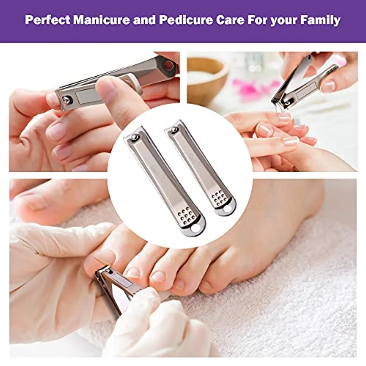 Cut IT Sharpest Nail Clippers Set Heavy Duty Stainless Steel Nail Cutter Fingernail and Toenail Clippers with Built-in Nail File, 2 Pack Precise Nail Trimmers with Case for Men and Women