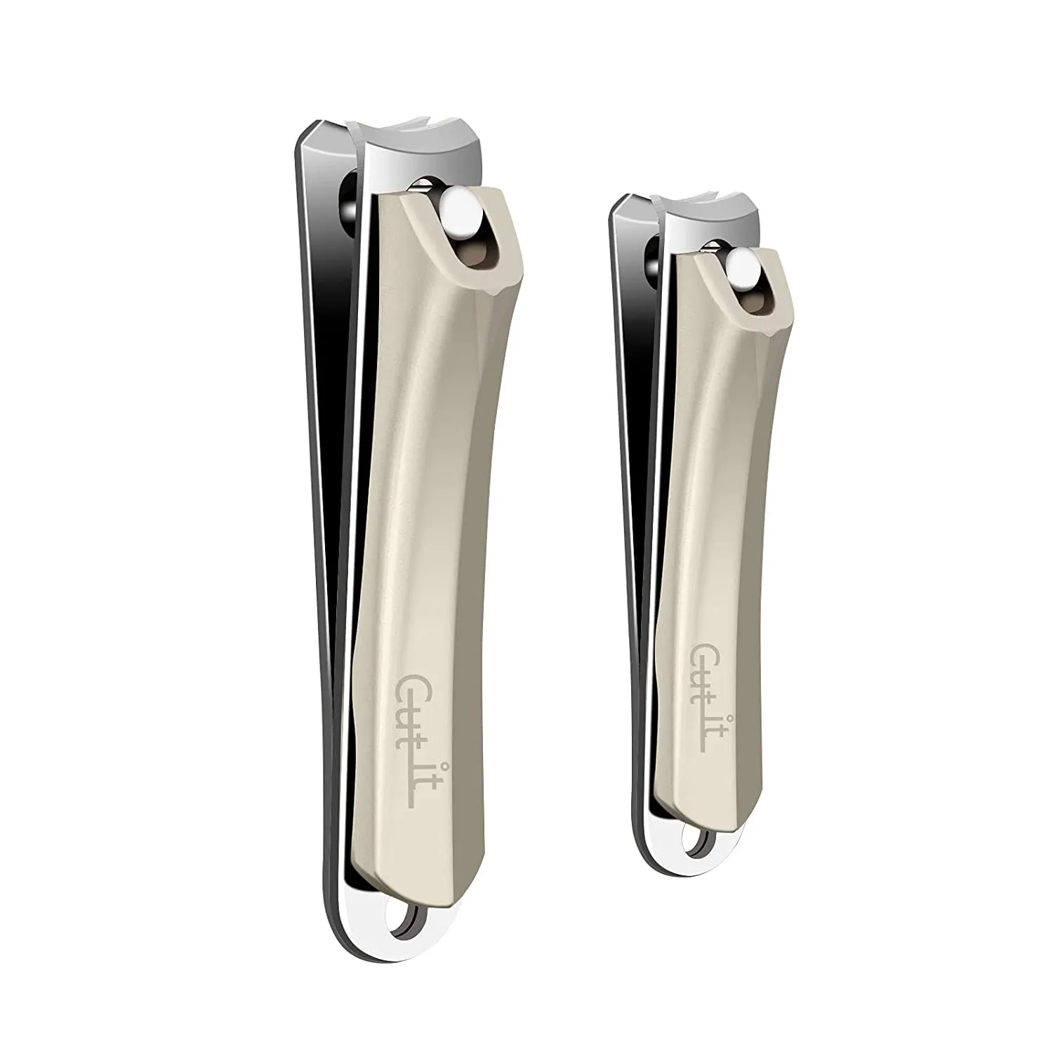 Cut IT Sharpest Nail Clippers Set Heavy Duty Stainless Steel Nail Cutter Fingernail and Toenail Clippers with Built-in Nail File, 2 Pack Precise Nail Trimmers with Case for Men and Women