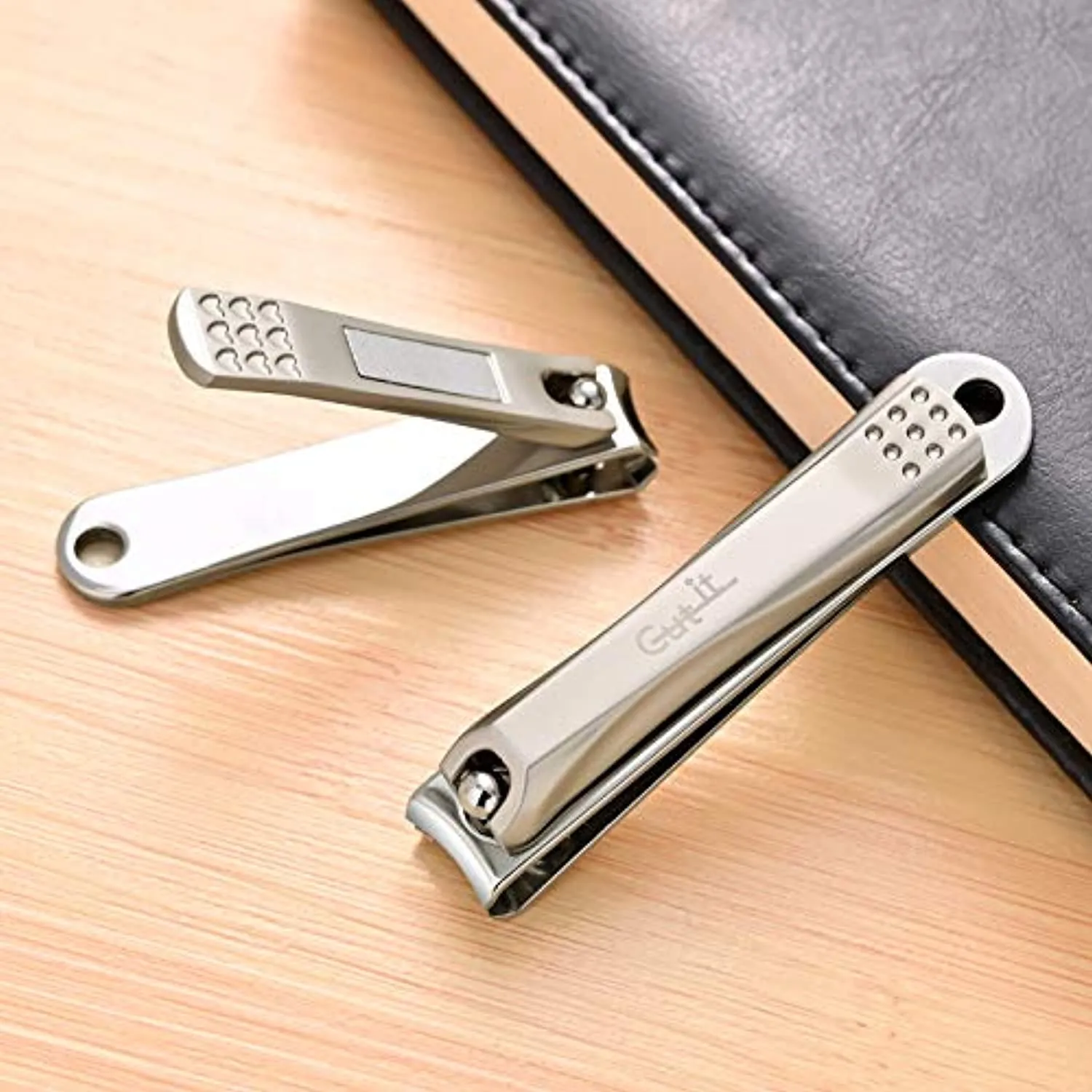 Cut IT Sharpest Nail Clippers Set Heavy Duty Stainless Steel Nail Cutter Fingernail and Toenail Clippers with Built-in Nail File, 2 Pack Precise Nail Trimmers with Case for Men and Women