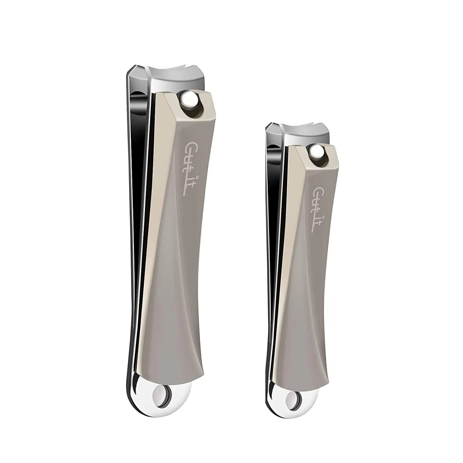 Cut IT Sharpest Nail Clippers Set Heavy Duty Stainless Steel Nail Cutter Fingernail and Toenail Clippers with Built-in Nail File, 2 Pack Precise Nail Trimmers with Case for Men and Women