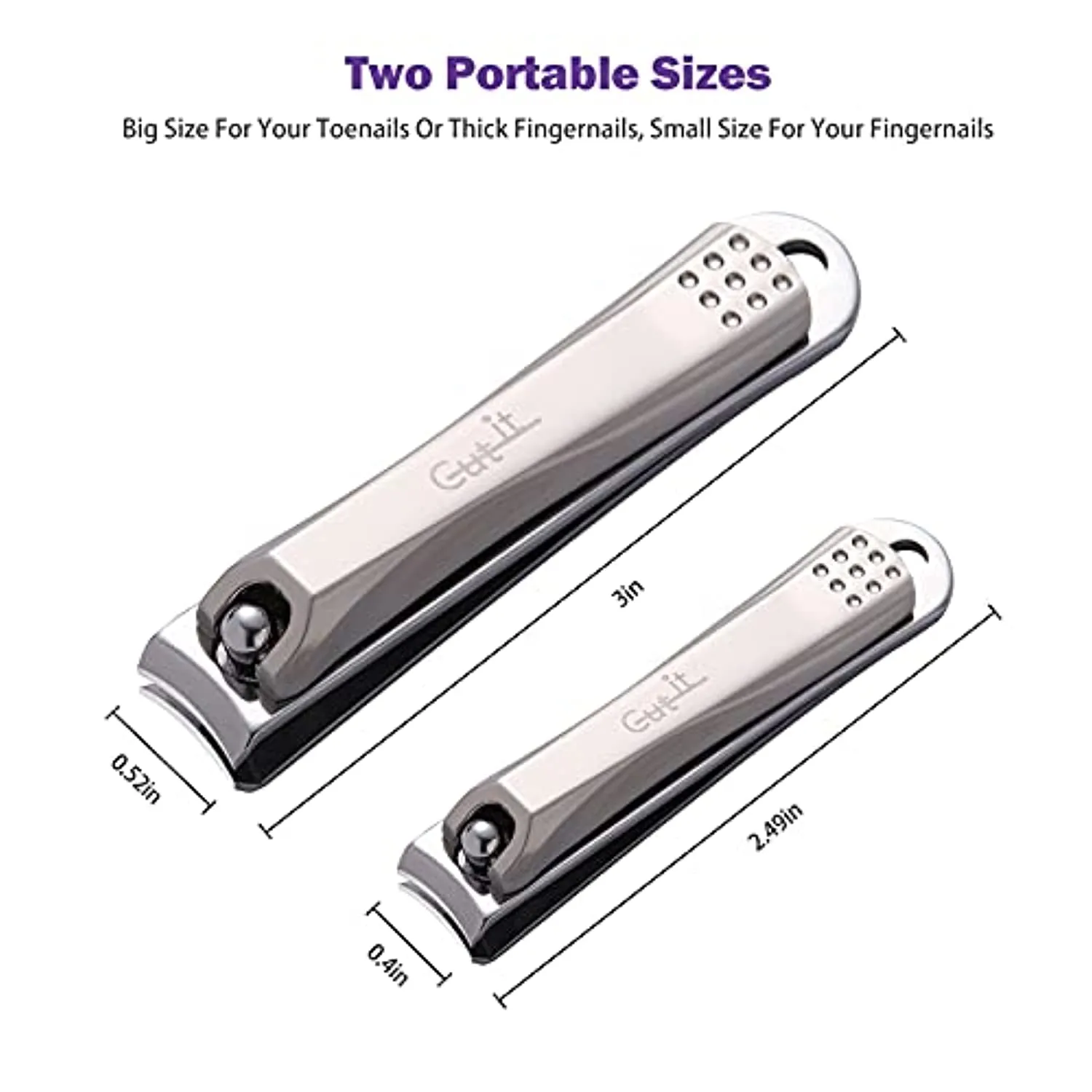 Cut IT Sharpest Nail Clippers Set Heavy Duty Stainless Steel Nail Cutter Fingernail and Toenail Clippers with Built-in Nail File, 2 Pack Precise Nail Trimmers with Case for Men and Women