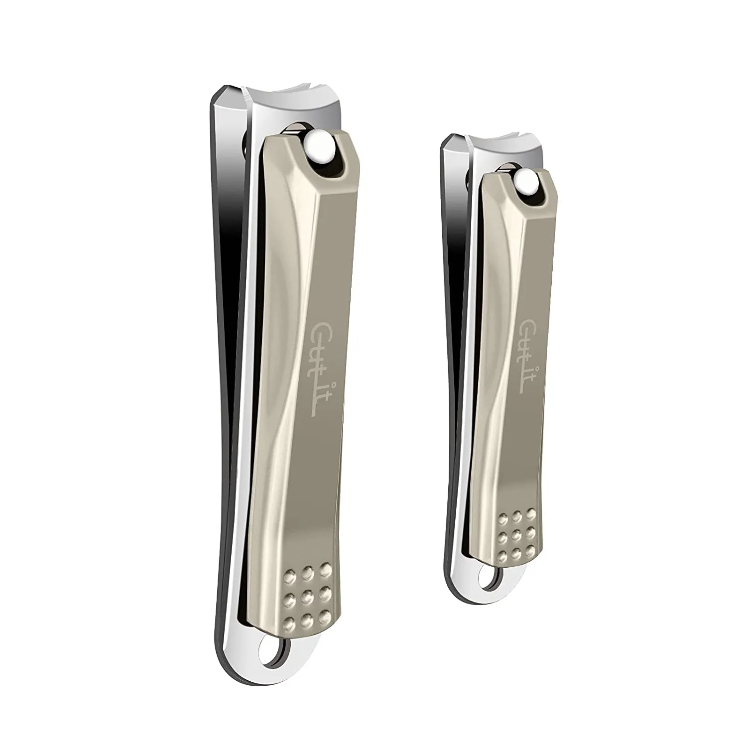 Cut IT Sharpest Nail Clippers Set Heavy Duty Stainless Steel Nail Cutter Fingernail and Toenail Clippers with Built-in Nail File, 2 Pack Precise Nail Trimmers with Case for Men and Women