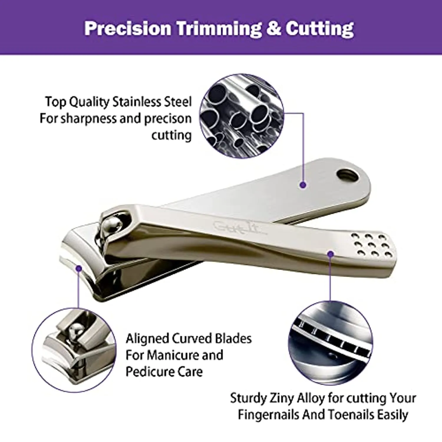 Cut IT Sharpest Nail Clippers Set Heavy Duty Stainless Steel Nail Cutter Fingernail and Toenail Clippers with Built-in Nail File, 2 Pack Precise Nail Trimmers with Case for Men and Women