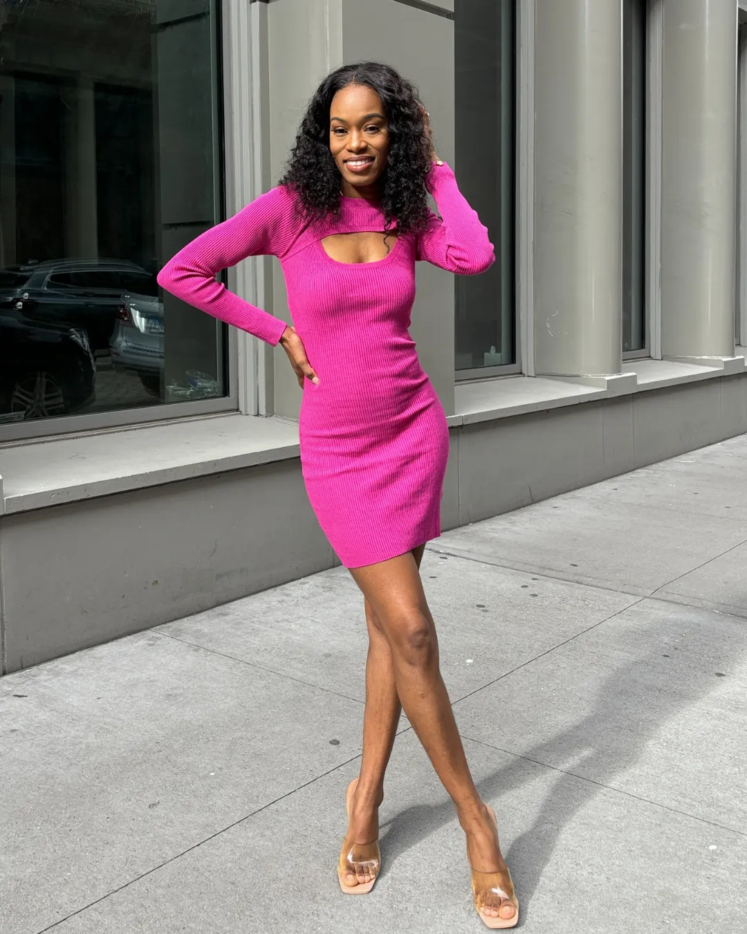 Cut Out Long Sleeve Mini Dress