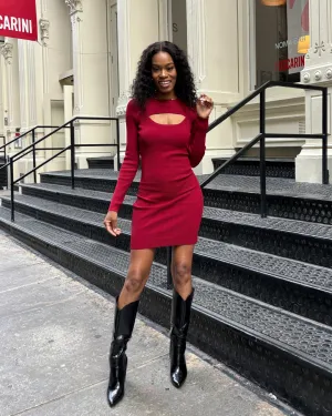 Cut Out Long Sleeve Mini Dress