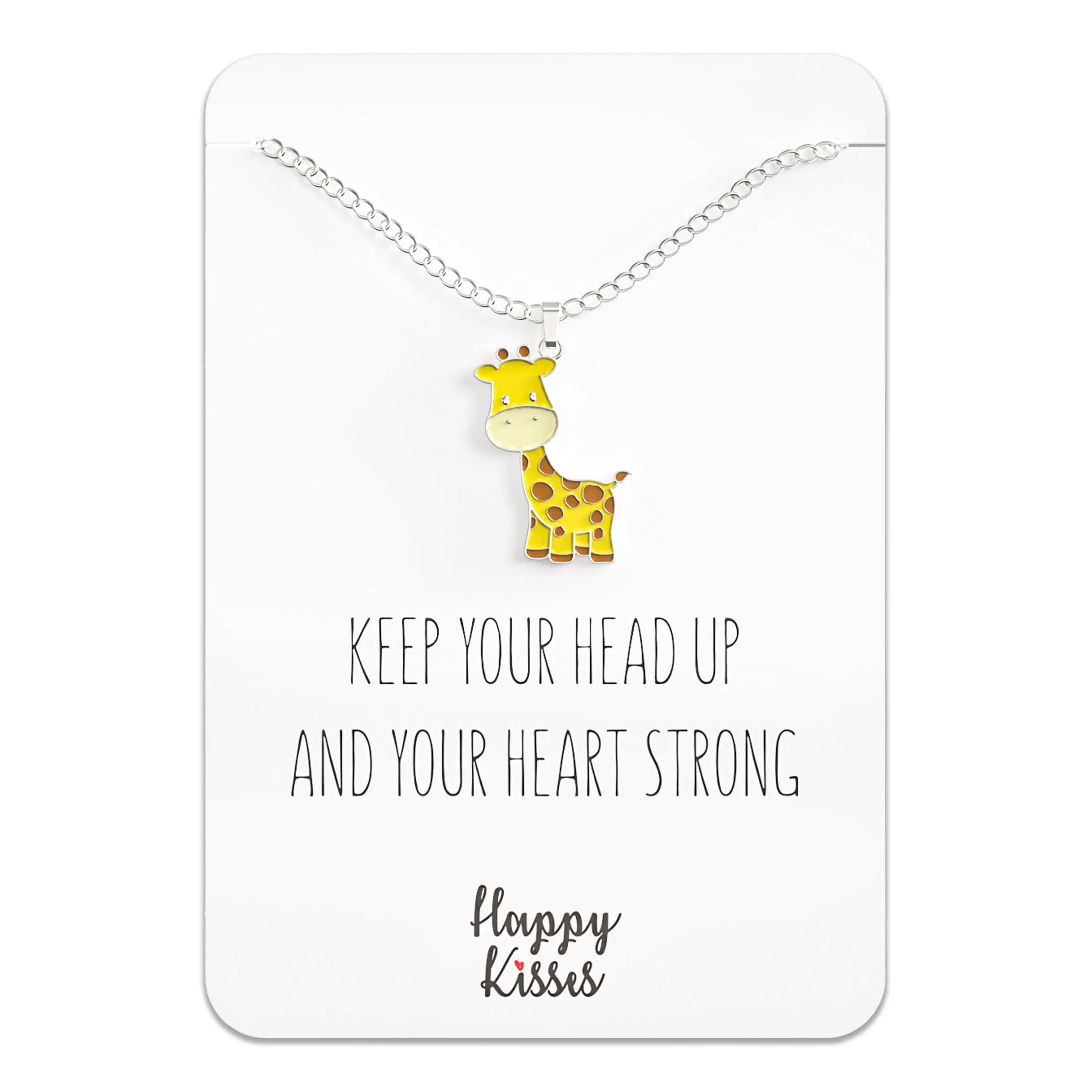 Cute Giraffe Necklace Kids Charm with Inspirational Card Gifts for Girls and Teens