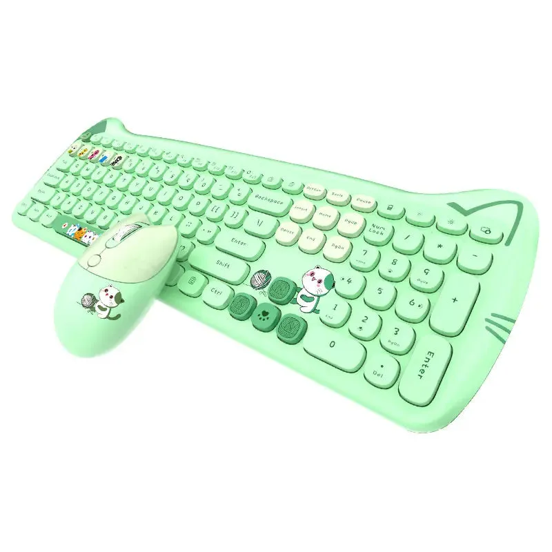Cute Pink Cartoon Keyboard & Mouse Set