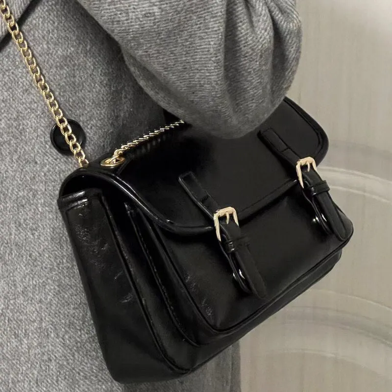 Cyflymder Pu Leather Women Vintage Messenger Bag Chains Design Ladies Shoulder Crossbody Bags Casual Female Large Tote Handbags Purse