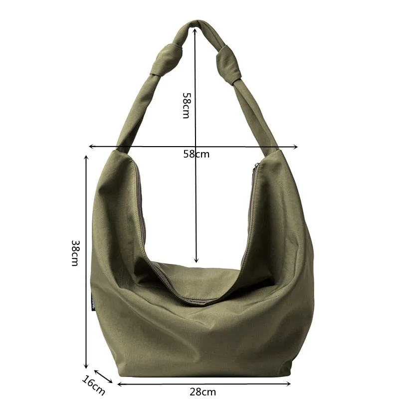 Cyflymder Pure Color Nylon Big Tote Bags for Women New Shoulder Shopping Bag Waterproof Fabric Handbags Simple Fashion Hobo Bolso
