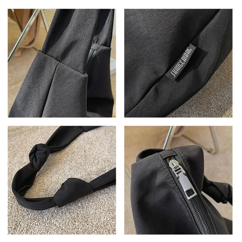 Cyflymder Pure Color Nylon Big Tote Bags for Women New Shoulder Shopping Bag Waterproof Fabric Handbags Simple Fashion Hobo Bolso