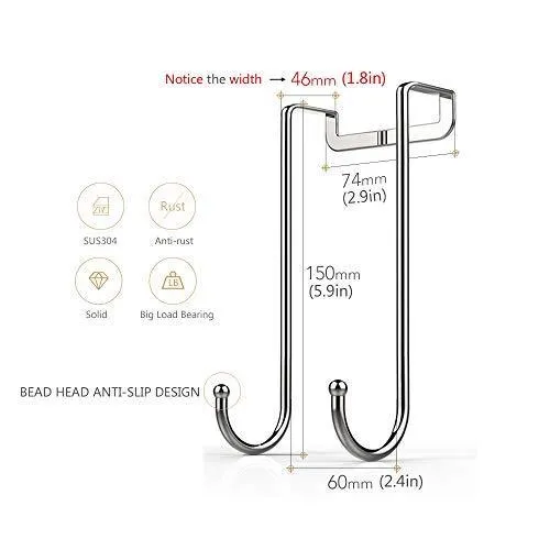 Dalanpa 1kuan Over Door Hook S Shaped Heavy Duty for Hanging - Single Hook Loads up to 50lbs for Kitchen, Bathroom, Bedroom and Office - Pack of 3