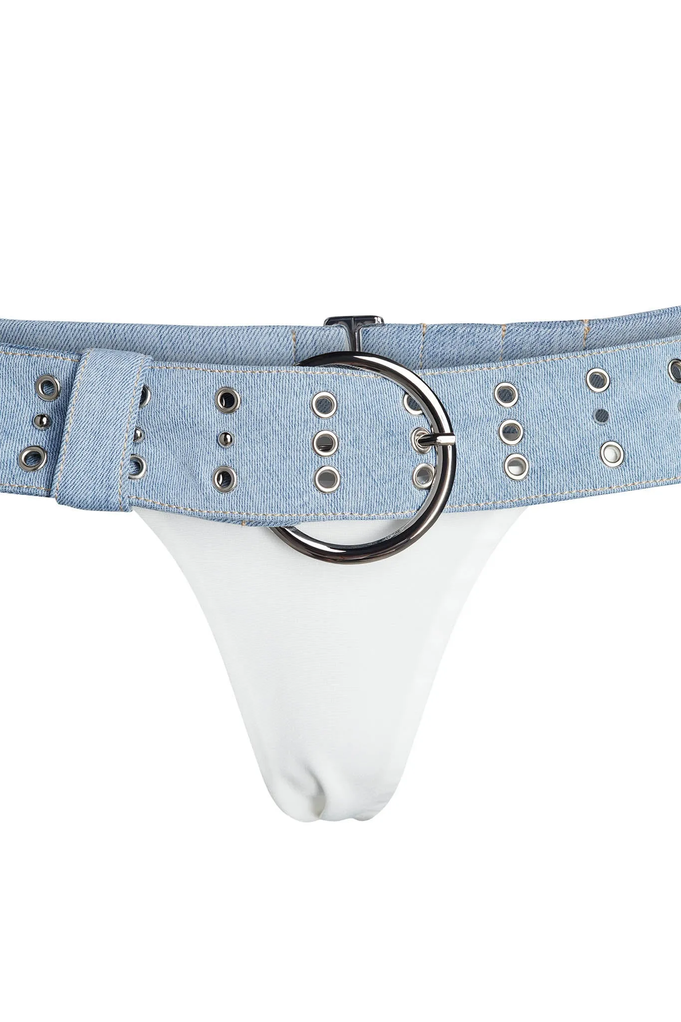 DARRAH BIKINI BOTTOM - WHITE : DENIM BLUE