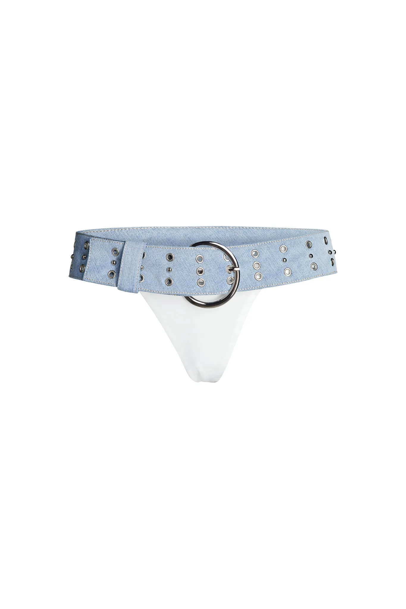 DARRAH BIKINI BOTTOM - WHITE : DENIM BLUE