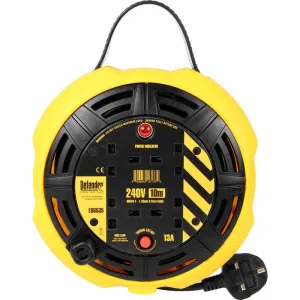 Defender Industrial Cable Extension Cassette Reel- 5M or 10M Length / Retractable Cable Reel