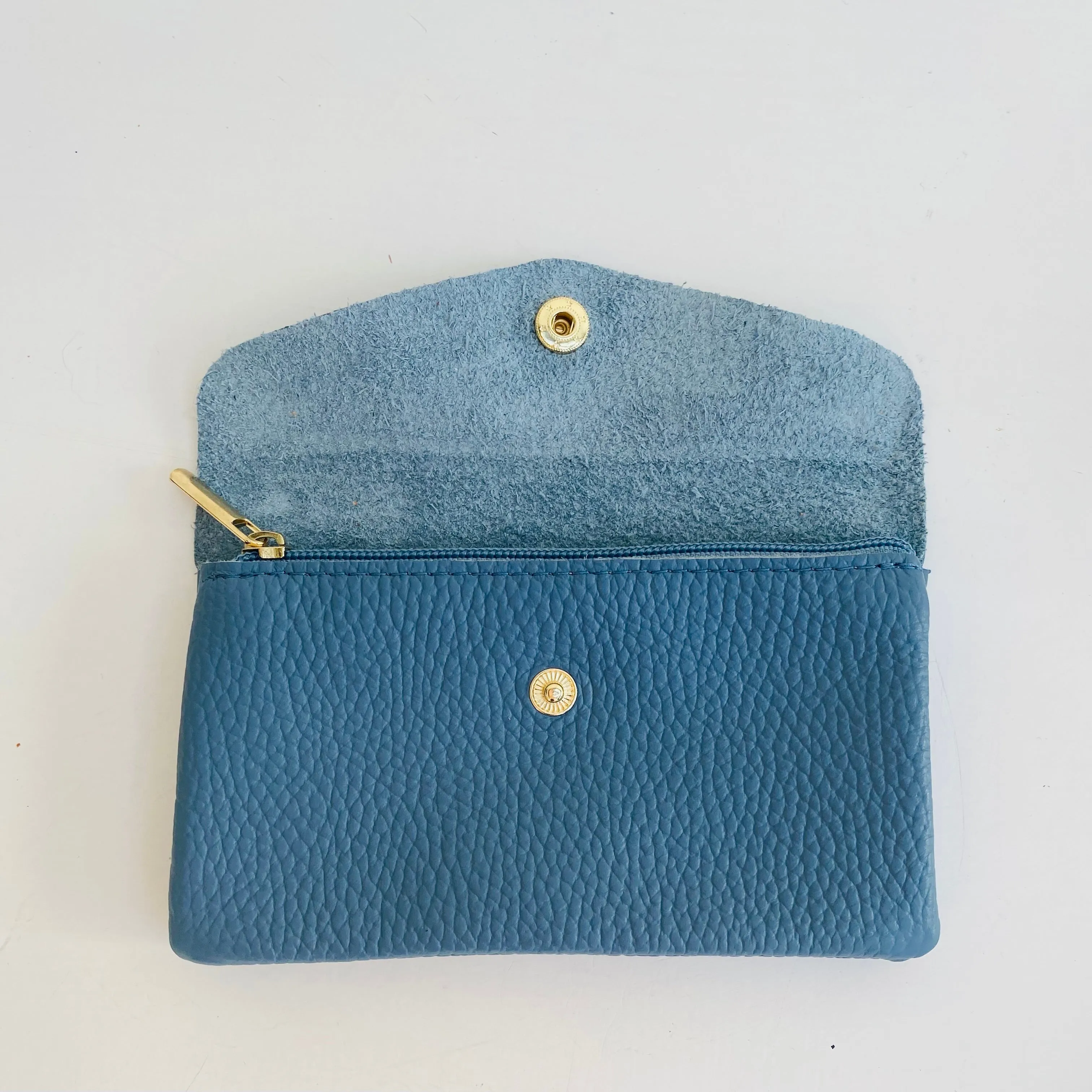 Denim Blue Soft Leather Wide Purse
