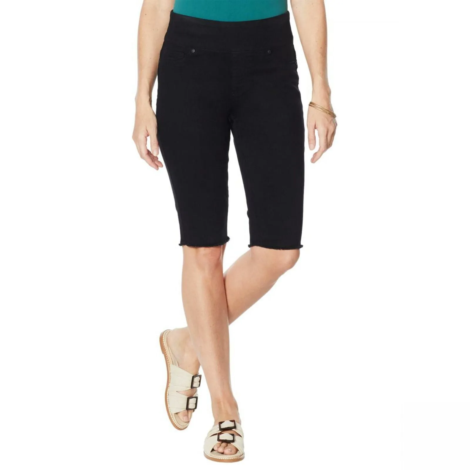 DG2 by Diane Gilman Classic Stretch Pull-On Bermuda Shorts Black Plus 1X