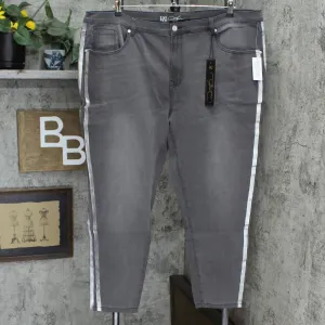 DG2 by Diane Gilman Virtual Stretch Metallic Side Stripe Skinny Jeans Gray 24W
