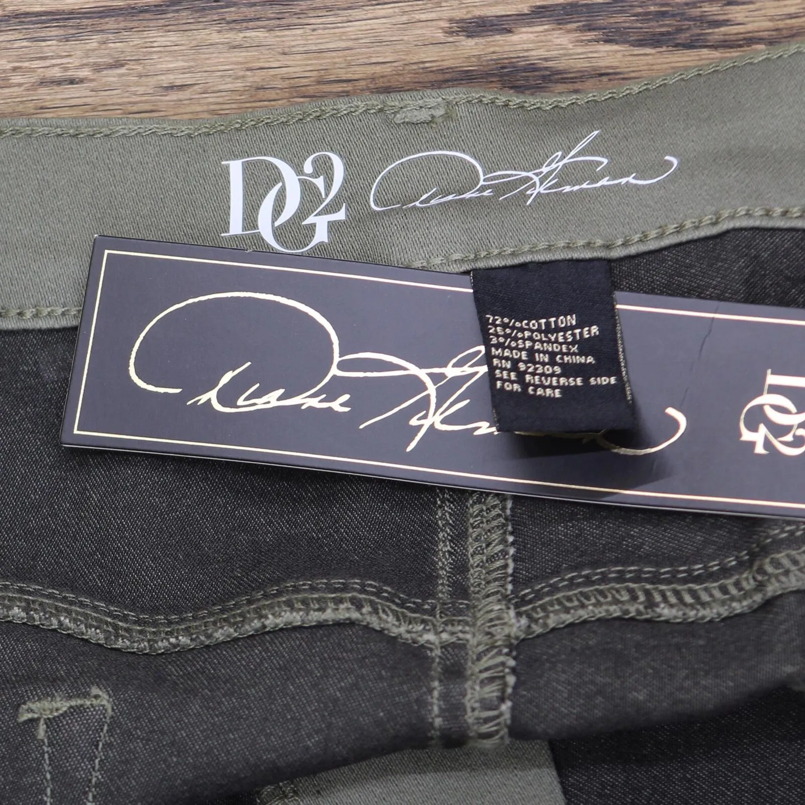 DG2 Plus Virtual Stretch Metallic Side Stripe Skinny Jeans Olive Green 18W