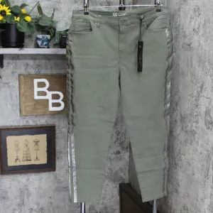 DG2 Plus Virtual Stretch Metallic Side Stripe Skinny Jeans Olive Green 18W