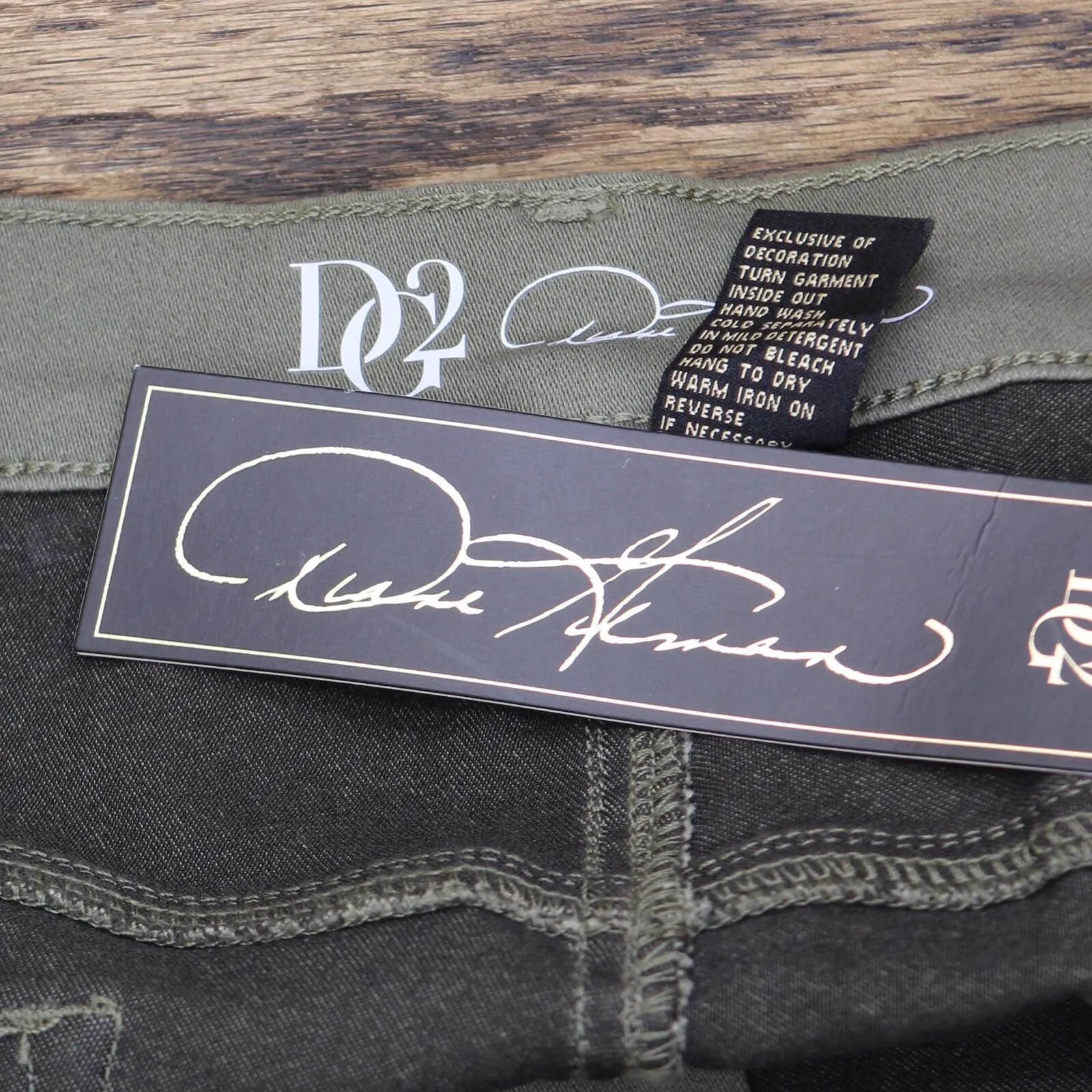 DG2 Plus Virtual Stretch Metallic Side Stripe Skinny Jeans Olive Green 18W